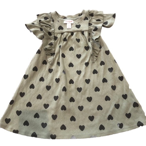 Cat & Jack Toddler Girls Short Sleeve Heart Green Dress size 3T - Picture 1 of 5